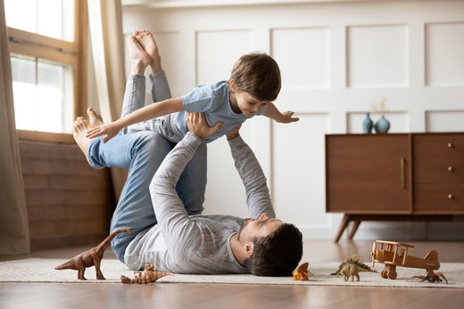 residential ventilation father child playing in clean air room